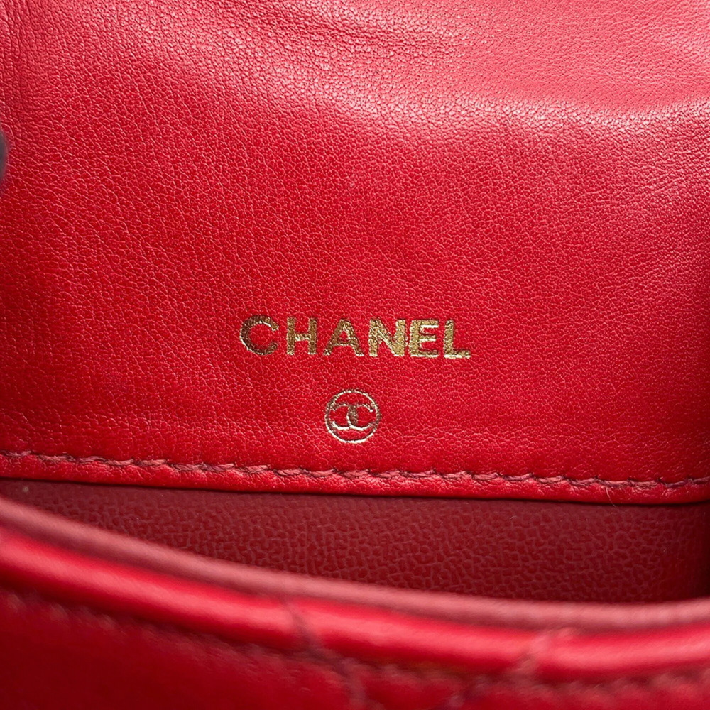 CHANEL Red Lambskin Leather Logo Pochette Wallet - Picture 14 of 16
